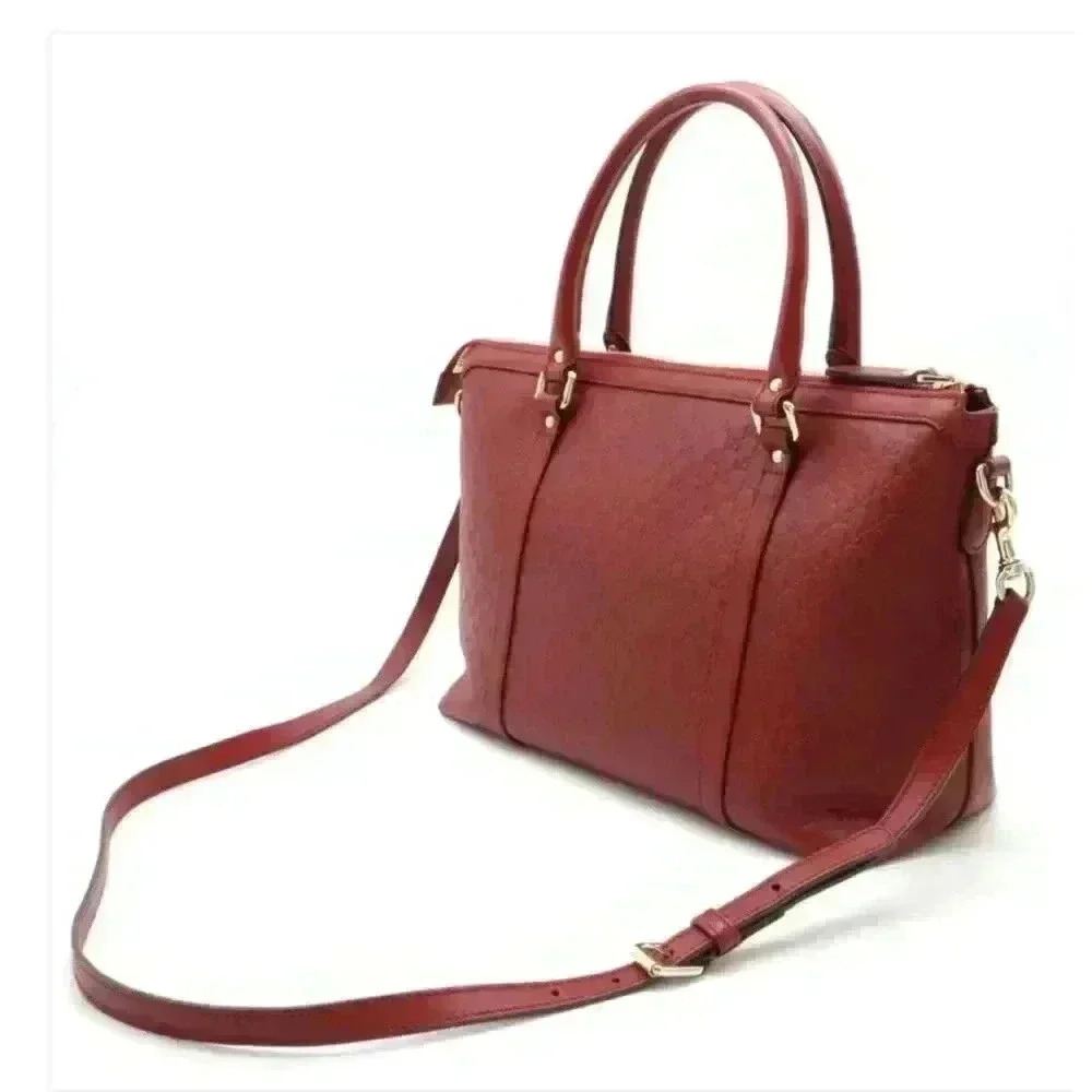 GUCCI Gucci Micro Guccisima Tote Bag Crossbody Shoulder Leather Red - Picture 3 of 10